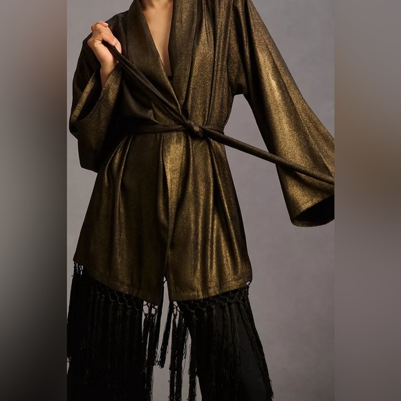 ⭐️ METALLIC FRINGE KIMONO BY ANTHROPOLOGY ⭐️ - Picture 2 of 3